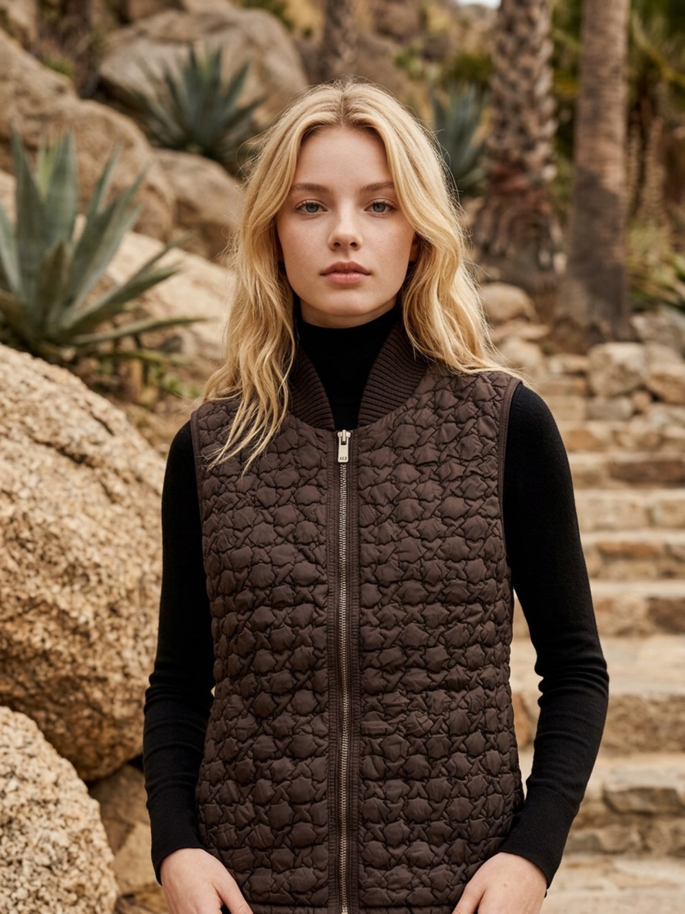 Michael Kors Dark Brown Ribbed Knit Cottagecore Vest Size S/M